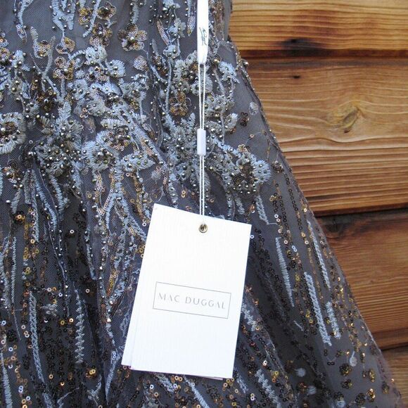 Mac Duggal 20392 Womens EMBELLISHED BUTTERFLY FIT AND FLARE TEA-LENGTH DRESS 10 - Picture 14 of 15